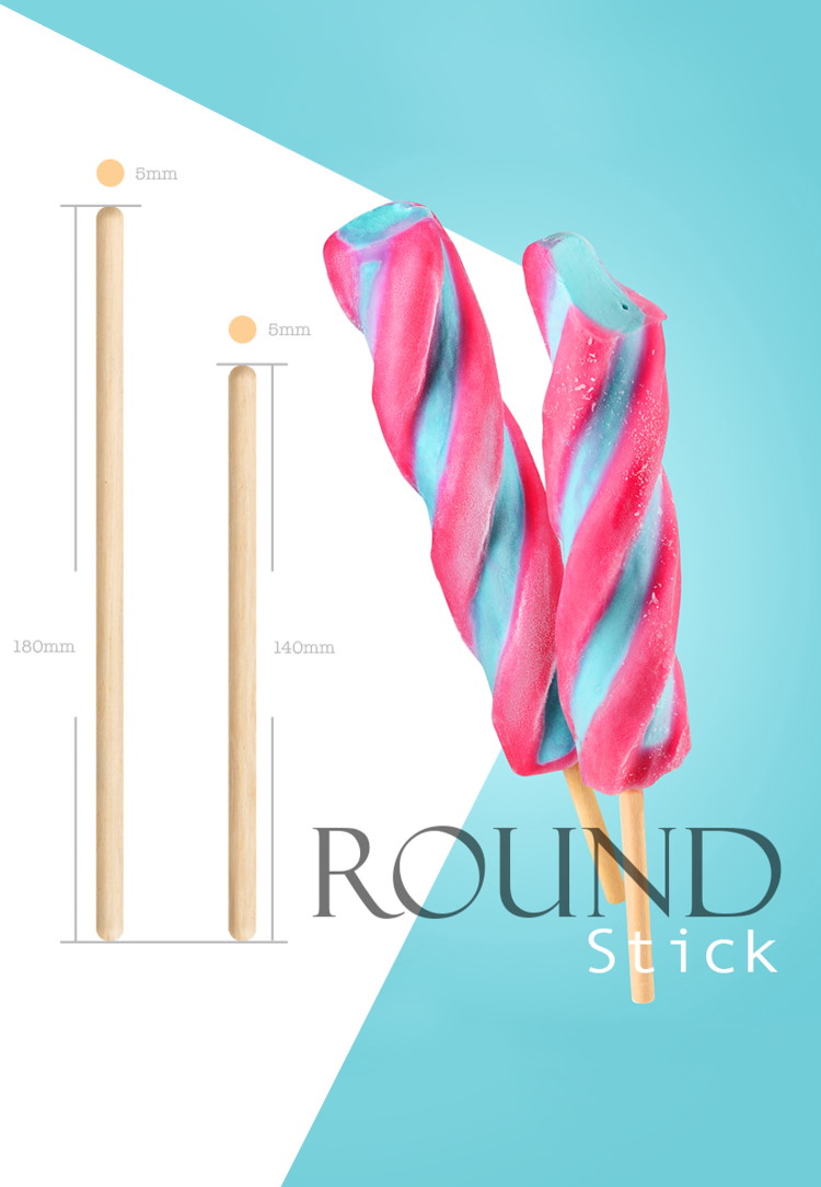 Round ice cream stick