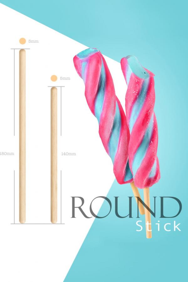 Round ice cream stick